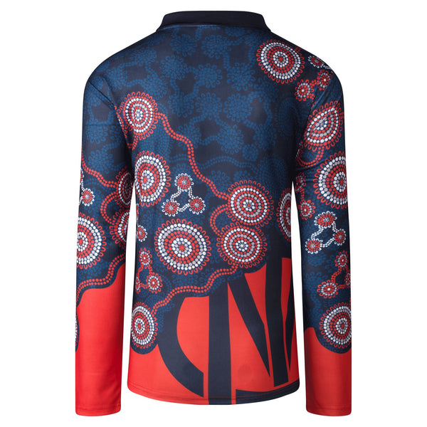Melbourne Demons Mens Adults Indigenous Long Sleeve Polo T-Shirt