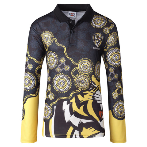 Richmond Tigers Mens Adults Indigenous Long Sleeve Polo T-Shirt