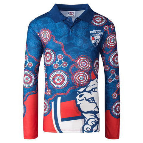 Western Bulldogs Mens Adults Indigenous Long Sleeve Polo T-Shirt