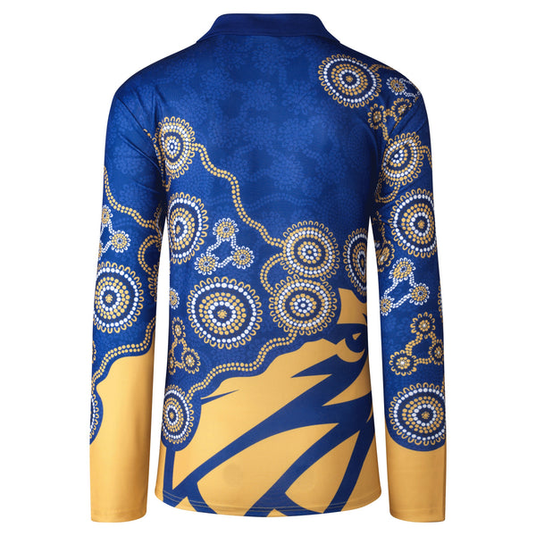 West Coast Eagles Mens Adults Indigenous Long Sleeve Polo T-Shirt