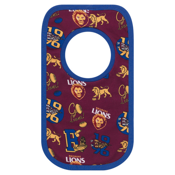 Brisbane Lions Babies Infants 2 Pack Bib Set