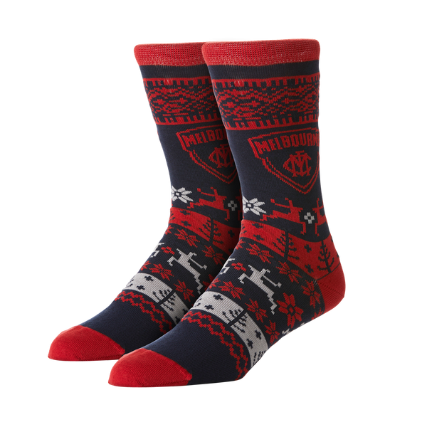 Melbourne Demons Mens Ugly Christmas Socks