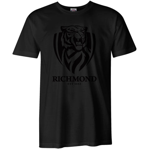 Richmond Tigers Mens Adults Stealth Black Tee