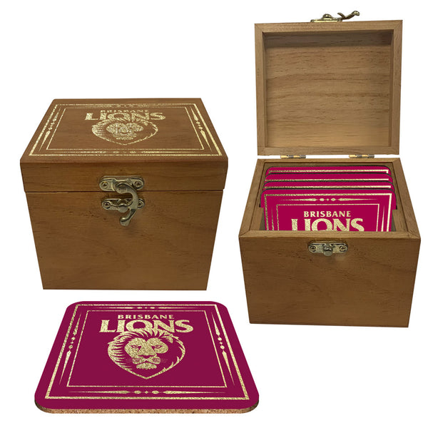 Brisbane Lions Set of 4 Cork Coasters in Box