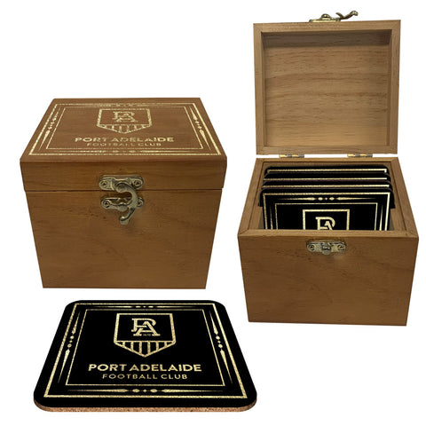 Port Adelaide Power Set of 4 Cork Coasters in Box