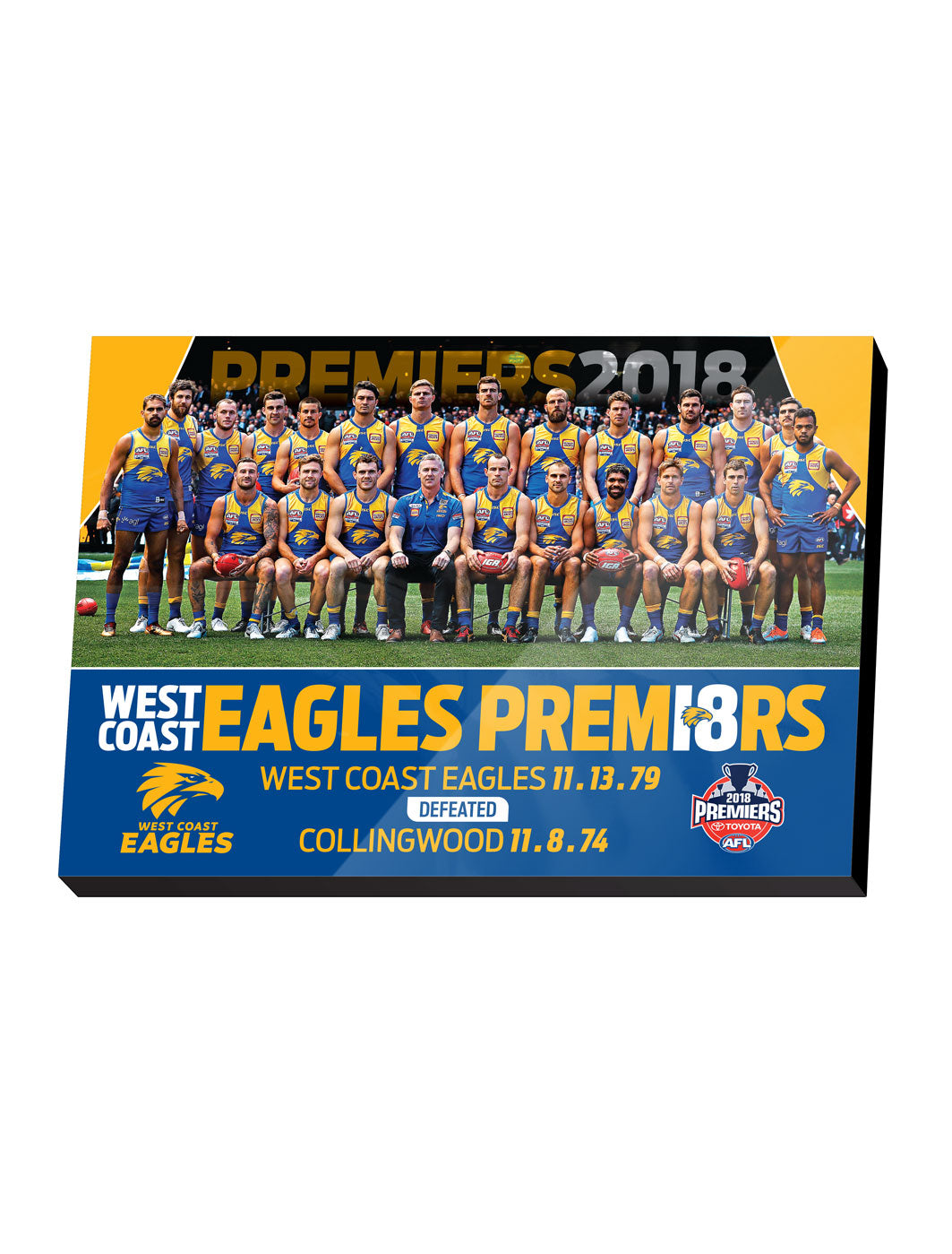 West Coast Eagles 2018 Premiers Wooden Plaque