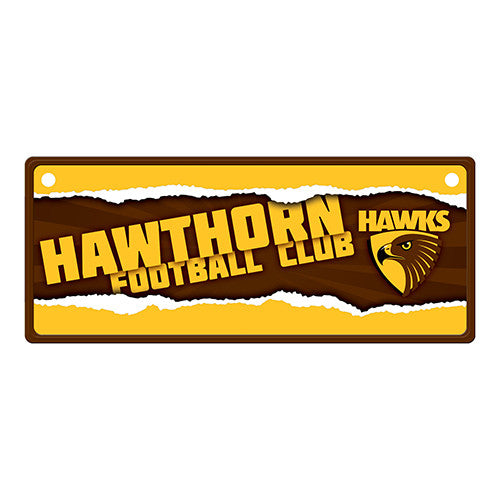 Hawthorn Hawks Tin License Plate 27cm x 11cm - Spectator Sports Online