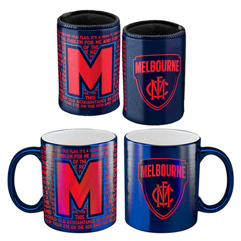 Melbourne Demons Metallic Mug and Can Cooler Pack