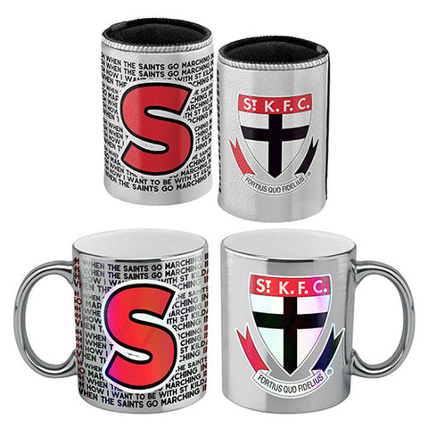 St Kilda Saints Metallic Mug and Can Cooler Pack