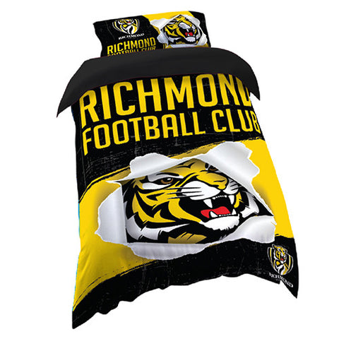 Richmond Tigers Single Quilt Doona Duvet Cover Pillow Case Set - Spectator Sports Online