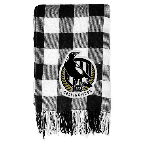 Collingwood Magpies Tartan Throw Rug Blanket