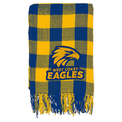 West Coast Eagles Tartan Throw Rug Blanket