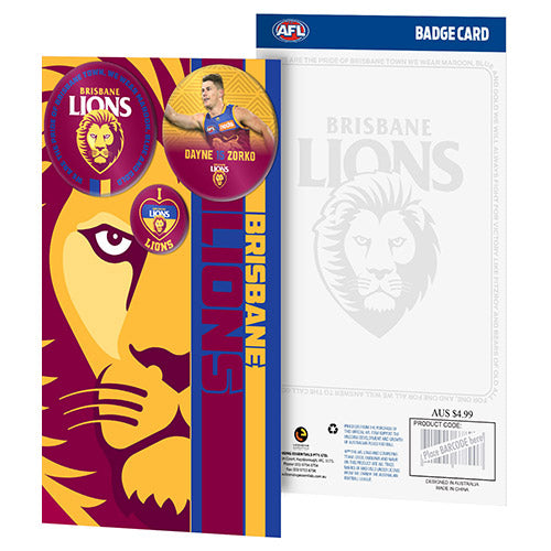 Brisbane Lions 3 Badge Greeting Card
