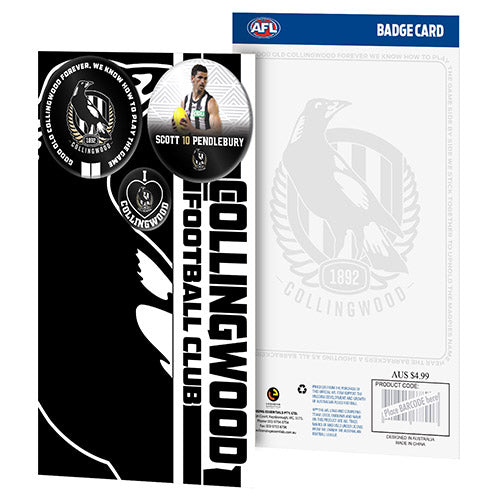 Collingwood Magpies 3 Badge Greeting Card