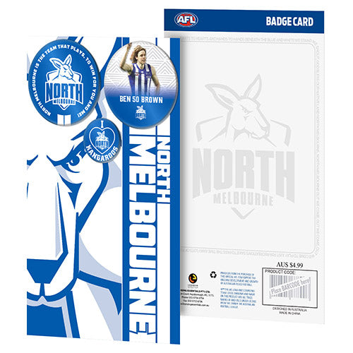 North Melbourne Kangaroos 3 Badge Greeting Card