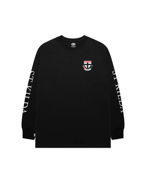 St Kilda Saints Mens Adults Wordmark Long Sleeve Tee