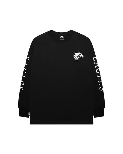 West Coast Eagles Mens Adults Wordmark Long Sleeve Tee