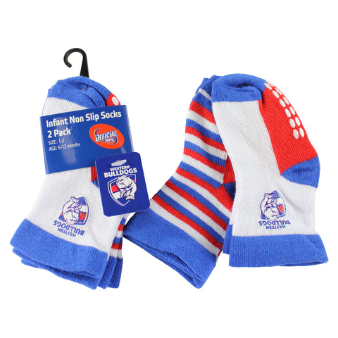 Western Bulldogs Baby Infant Nonslip Crew Socks 2 pk - Spectator Sports Online