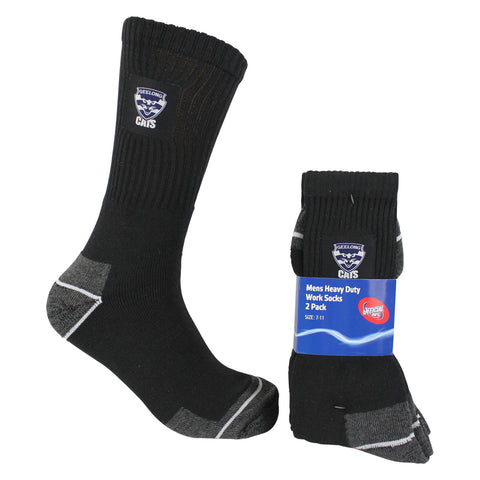 Geelong Cats Mens Heavy Duty Work Socks 2pk - Spectator Sports Online