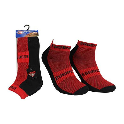 Essendon Bombers High Performance Sport Ankle Socks 2pk