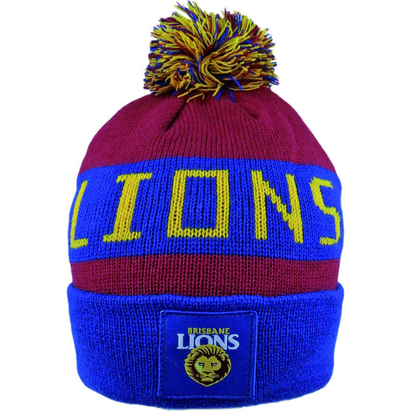 Brisbane Lions Pom Pom Bar Beanie