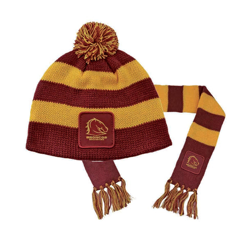 Brisbane Broncos NRL Baby Infant Scarf Beanie Pack