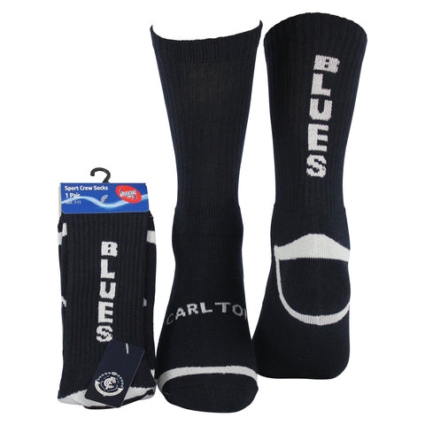 Carlton Blues Full Terry Crew Sport Socks - Spectator Sports Online