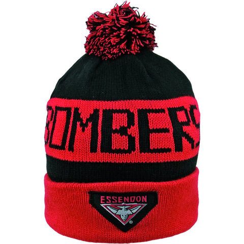 Essendon Bombers Pom Pom Bar Beanie