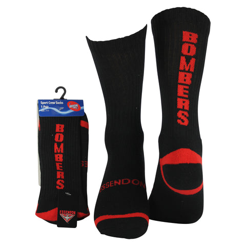 Essendon Bombers Full Terry Crew Sport Socks - Spectator Sports Online