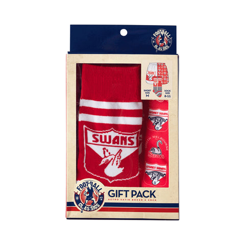Sydney Swans Mens Adults Retro Satin Boxer Shorts and Socks Gift Pack