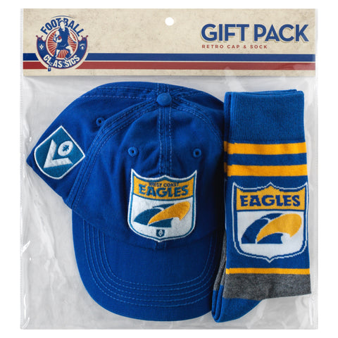 West Coast Eagles Mens Adults Retro Cap and Socks Gift Pack