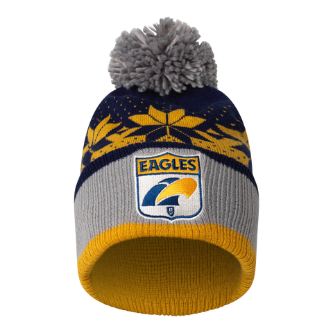 West Coast Eagles Adults Mens Winter Pom Pom Beanie