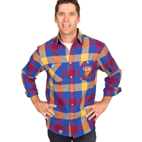 Brisbane Lions Mens Adults Lumberjack Flannel Shirt