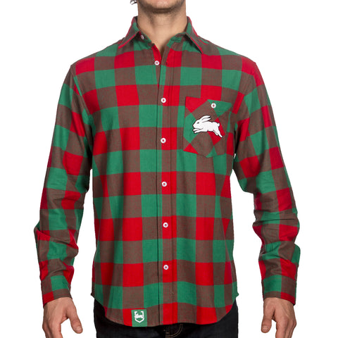 South Sydney Rabbitohs NRL Mens Adults Lumberjack Flannel Shirt