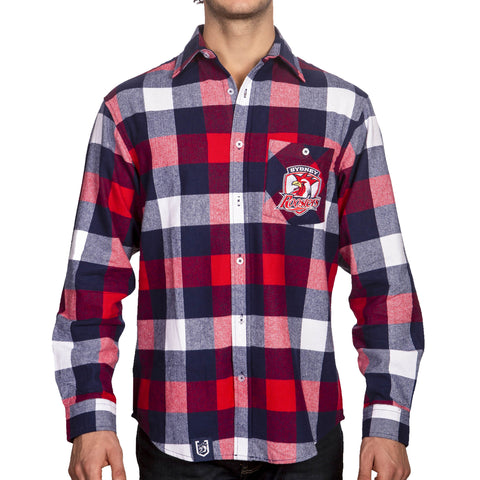 Sydney Roosters NRL Mens Adults Lumberjack Flannel Shirt