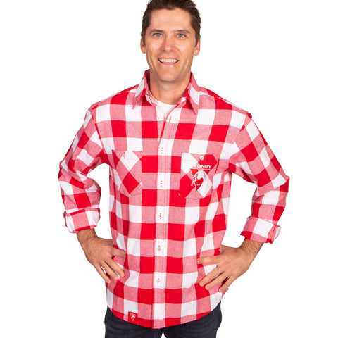 Sydney Swans Mens Adults Lumberjack Flannel Shirt