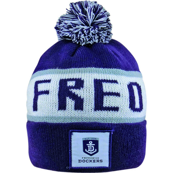 Fremantle Dockers Pom Pom Bar Beanie