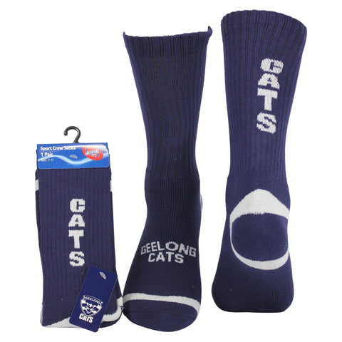 Geelong Cats Full Terry Crew Sport Socks - Spectator Sports Online