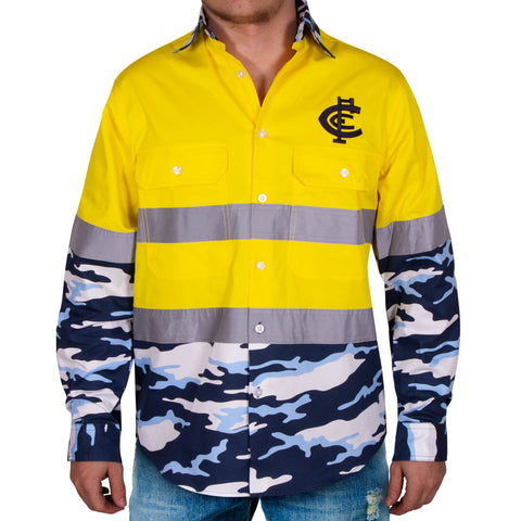 Carlton Blues Mens Adults Camo Hi-Vis Work Shirt