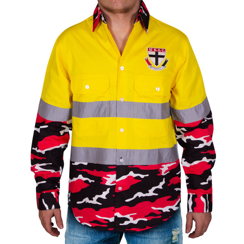 St Kilda Saints Mens Adults Camo Hi-Vis Work Shirt