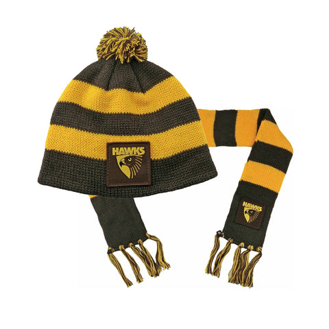 Hawthorn Hawks Baby Infant Toddler Beanie Scarf Pack