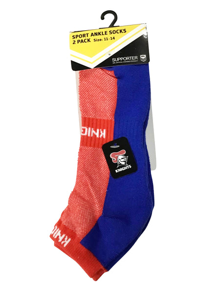 Newcastle Knights NRL High Performance Sport Ankle Socks 2pk