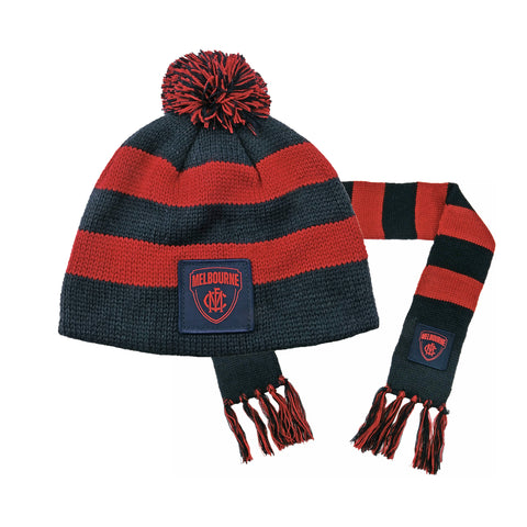 Melbourne Demons Baby Infant Toddler Beanie Scarf Pack