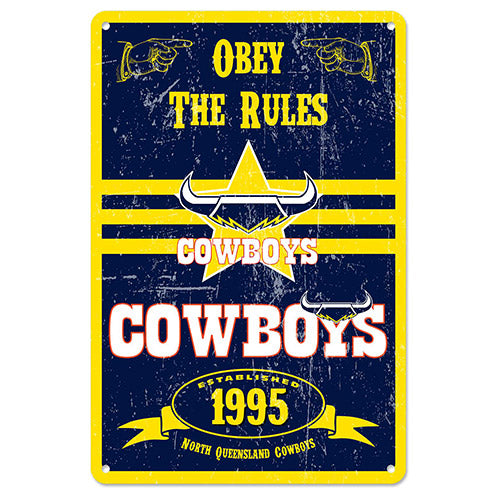 North Queensland Cowboys NRL Retro Metal Sign