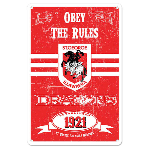 St George Dragons NRL Retro Metal Sign