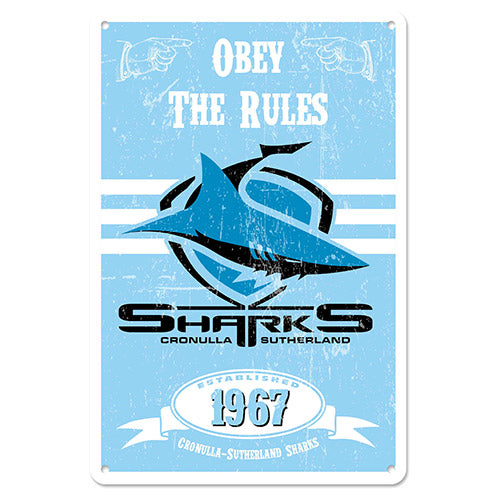 Cronulla Sharks NRL Retro Metal Sign