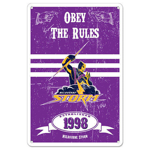 Melbourne Storm NRL Retro Metal Sign