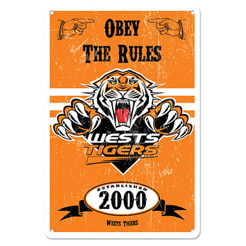 Wests Tigers Retro Metal Sign