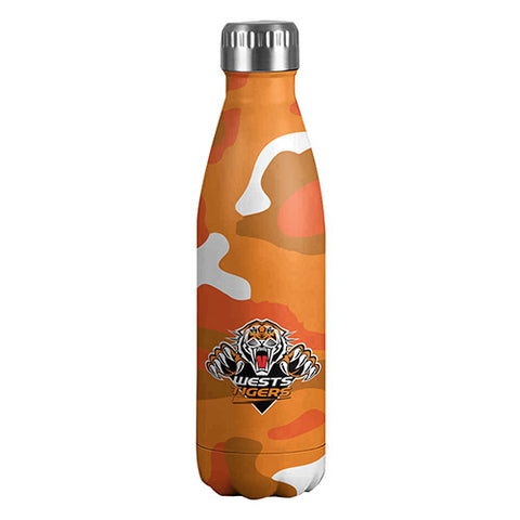 Wests Tigers NRL Stainless Steel Wrap Bottle