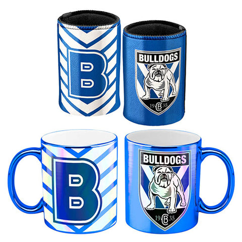 Canterbury Bulldogs NRL Metallic Mug and Can Cooler Pack